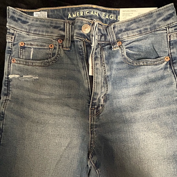American Eagle Outfitters Distressed Light Blue Straight Leg Jeans - Picture 5 of 5